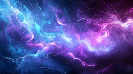 Electric abstract wallpaper featuring vivid purple and blue lightning, captured in ultra-high definition.