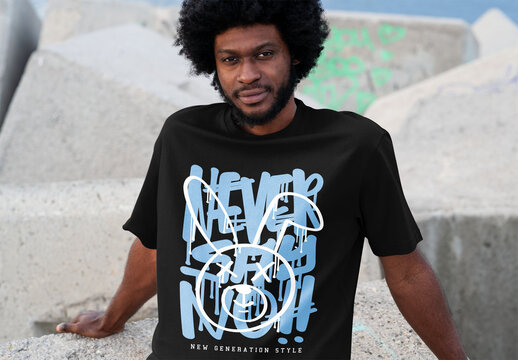 Mockup Of Man Wearing Customizable T-Shirt In Skate Park