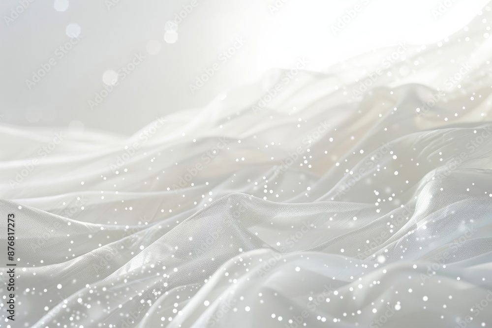 Aufkleber a flowing white fabric drapes across a white backdrop, illuminated by soft light and subtle sparkles