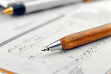 Wooden Pen on a Planner