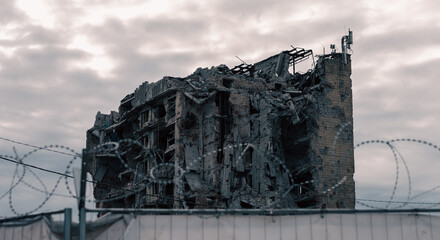 destroyed houses in a city lost in the war in Ukraine