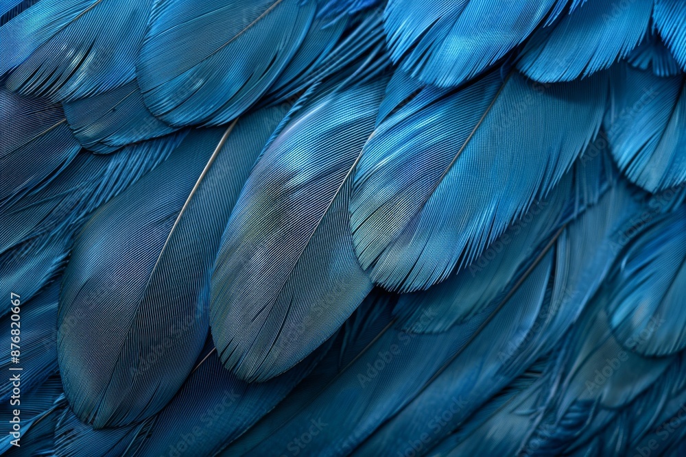 Aufkleber closeup of overlapping, delicate blue bird feathers creating a textured background