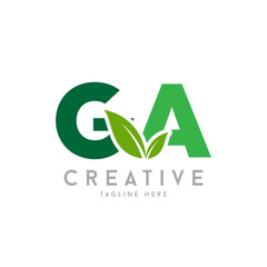 Letter GA Creative Agro, agriculture vector logo with leaf symbol.