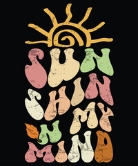 Groovy Summer Sunshine on My Mind Shirt, Fall Season, Summer Vacation, Summer Shirt Design, Beach Vacation Template, Shirt Print Template