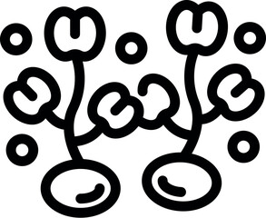 Microgreens growing from seeds with leaves, simple gardening icon