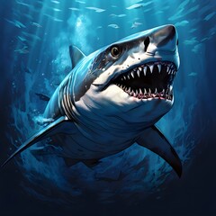 Giant shark in the water