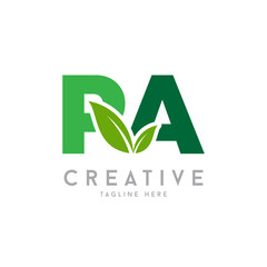 Letter PA Creative Agro, agriculture vector logo with leaf symbol.