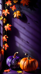 AI generated image of Halloween decorations on dark
