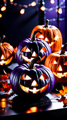 AI generated image of Halloween decorations on dark