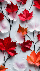 AI generated artistic image of leaves on snow