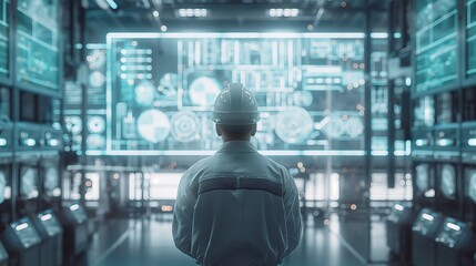 Engineer in Futuristic Control Room