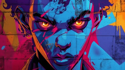 Abstract Colorful Street Art Portrait