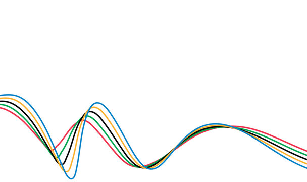 Olympic games wave lines, Olympic color ring, game line, modern, design vector illustration.