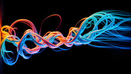 AI generated image of abstract glowing lines on dark background