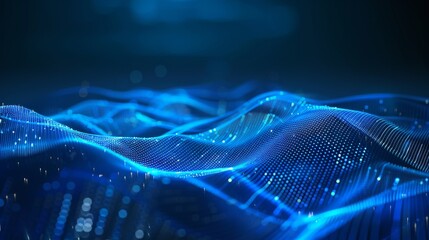 Abstract blue waves depict a data stream concept, visualized through a vector illustration.