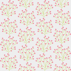 Seamless floral pattern on pastel background. Cute flower design for card, wallpaper, fabric, textile, fashion, flyer, banner, cover, and more.
