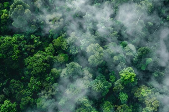 A drone perspective of the cloud forest canopy and over story in the Talamanca Mountains and Volcan Baru National Park