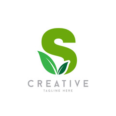 Letter S Creative Agro, agriculture vector logo with leaf symbol.
