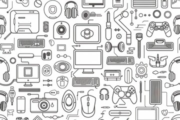 Gaming & Desktop Essentials: Line Art Tech Pattern