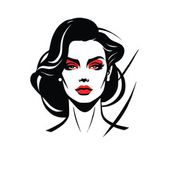 Vector portrait of fashion model in simple colours and lines