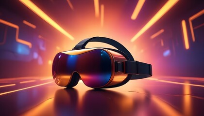 VR futuristic virtual reality and AR technologies 3d meta verse concept mockup without people