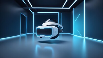 VR futuristic virtual reality and AR technologies 3d meta verse concept mockup without people