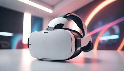 VR futuristic virtual reality and AR technologies 3d meta verse concept mockup without people