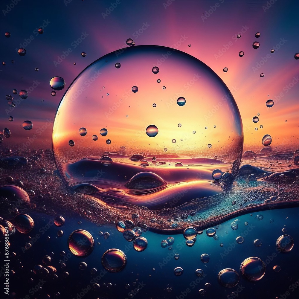 Poster background with solid color with bubbles or a space scene