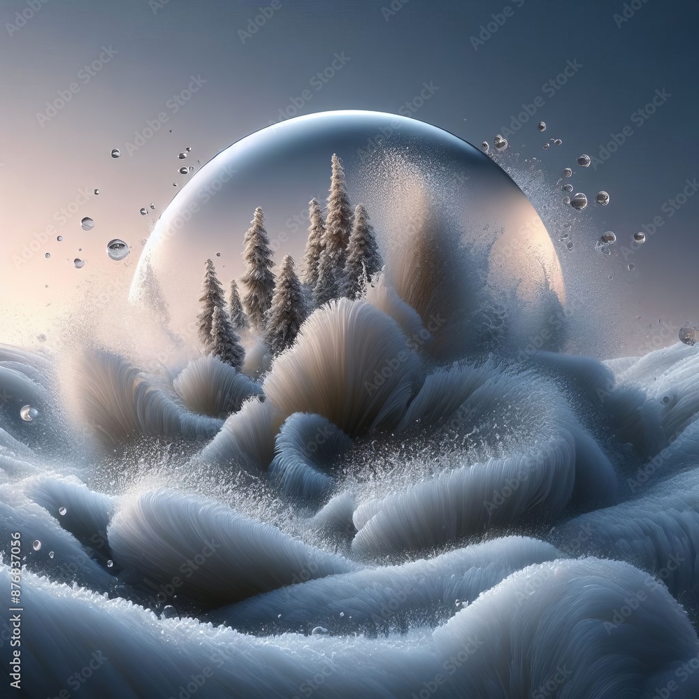 Poster background with solid color with bubbles or a space scene