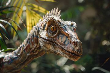 A dinosaur with a long neck and a long head