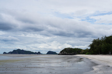 View of Sam Phraya beach in Sam Roi Yot National Park. Prachuap Khiri Khan Province, Thailand, taken on 22 June 2024.