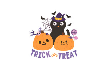 Trick or treat Halloween Clipart Sublimation Design