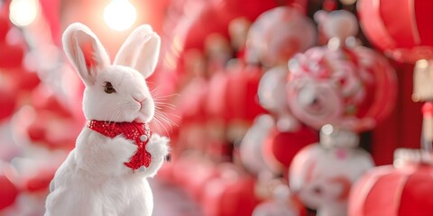 Vintage Rabbit Design Chinese New Year 2023 Greeting Card. Concept Chinese New Year Greeting Card, Vintage Design, Rabbit Theme, 2023 Illustration