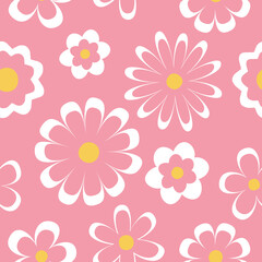 flower floral seamless repeat pattern. this is a pink white yellow flower vector illustration. Design for decorative, wallpaper, shirts, clothing, tablecloths, wrapping, texture, textile, fabric  
