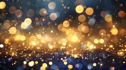 Abstract background with golden glitter and bokeh lights, gold background for celebration or award ceremony