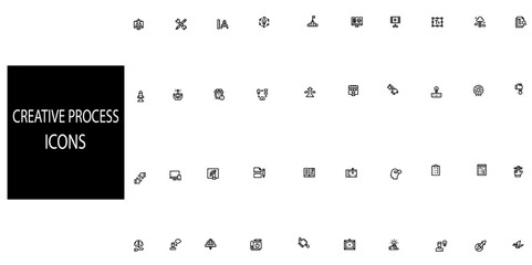 Creative process simple concept 40 icons set. Contains such branding,balance,review,recovery,geometry,idea and more .Vector illustration.