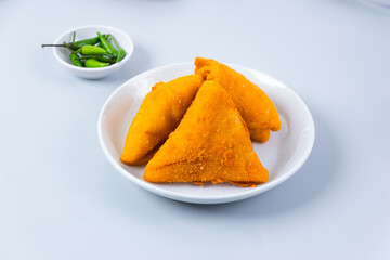 Risol or rissoles. served with chili sauce or chili. perfect for recipe, article, catalogue, promotion, or any cooking contents. with copy space.