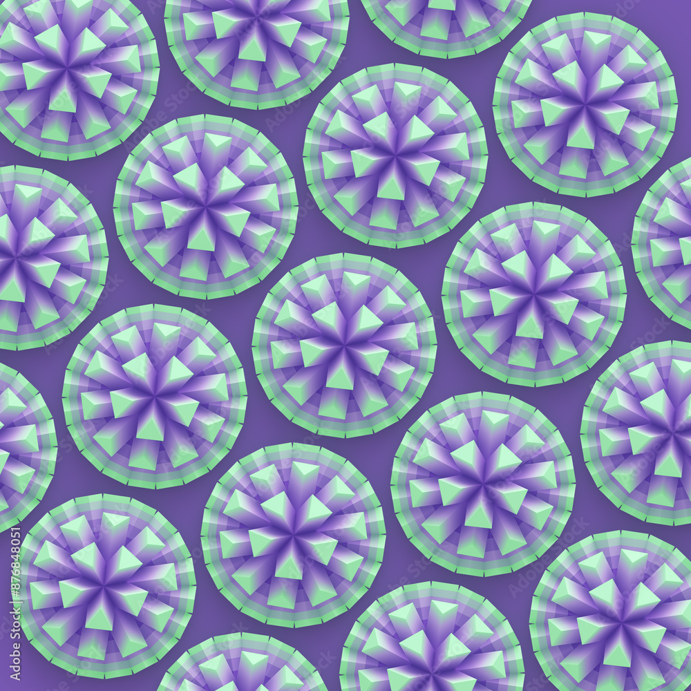 Poster 3d rendering digital illustration of a pattern of symmetrical star shapes