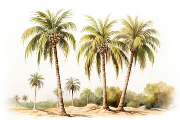 Palm trees painting outdoors nature plant.