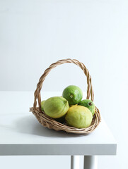 Summer fresh fruit lemon on white tabletop