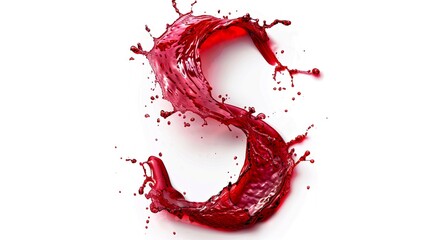 Splash art letter S. Creative red liquid forming the letter S. Abstract digital alphabet. Unique typography design. Lettering with red liquid splash style for artistic projects. AI