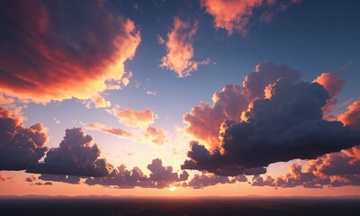 Fototapeta premium Sunset over a mountain range with clouds in the sky