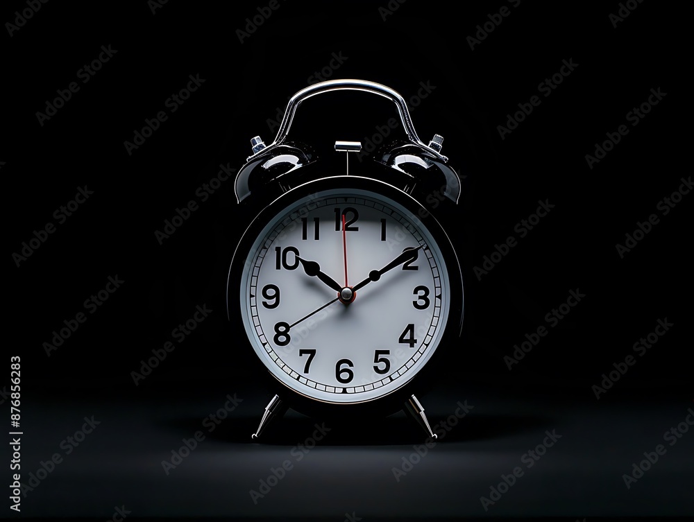 Poster artistic shot of an alarm clock with a dramatic shadow play, highlighting the intricate design and f