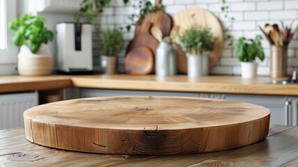 Rustic Wooden Cutting Board in a Kitchen Setting