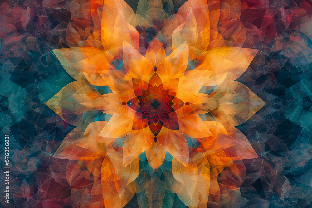 Canvas Prints A colorful flower with many petals and a center