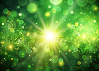 Obraz premium Vibrant green matte background with captivating flare, bokeh, and blurred abstract elements, featuring grainy noise and rough texture, perfect for creative product showcases.