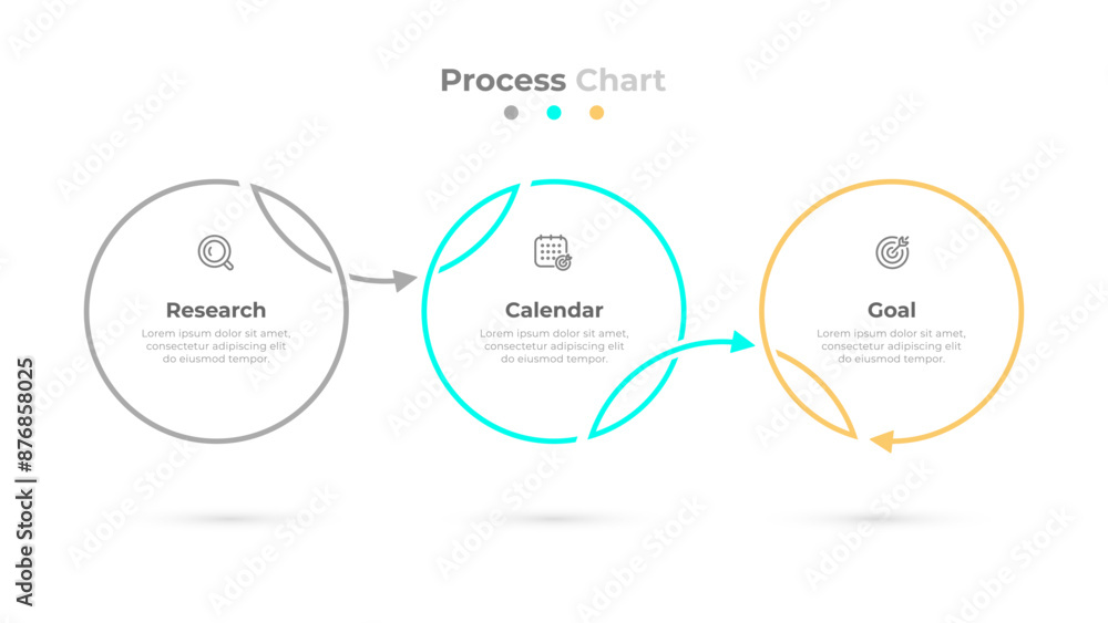 Poster circle elements for infographics. business process label design with thin line and marketing icons w