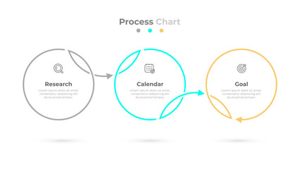 Circle elements  for infographics. Business process label design with thin line and marketing icons with 3 steps and options.
