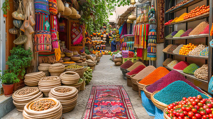 Fototapeta premium Vibrant market in developing country bursting with colors and smells