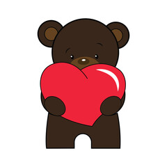 bear holding heart with two hands